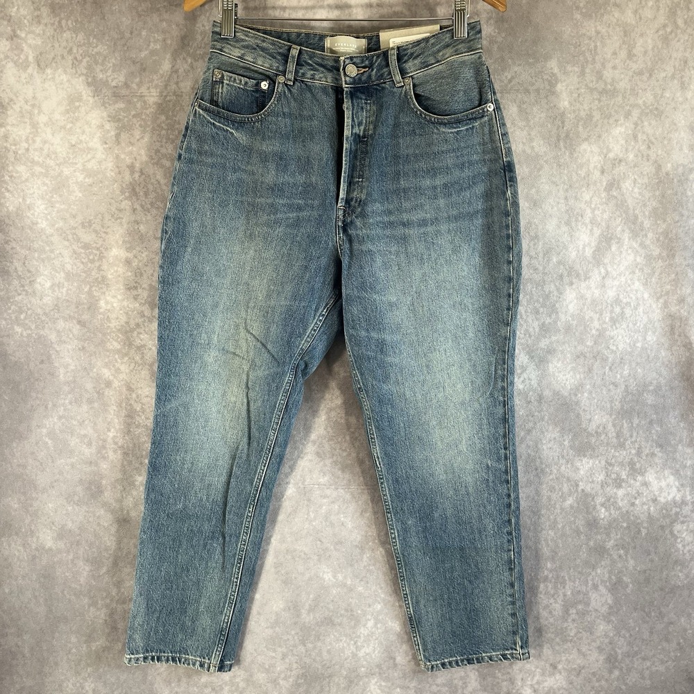 Everlane The Curvy 90s Cheeky Straight Jean Womens 29 Vintage Mid Blue High Rise